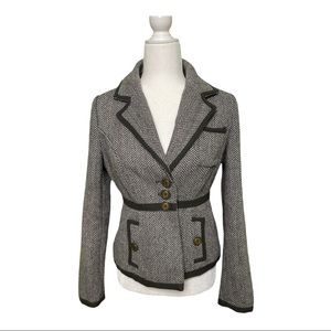 Anthropologie Tulle Grey Herringbone Jacket size S